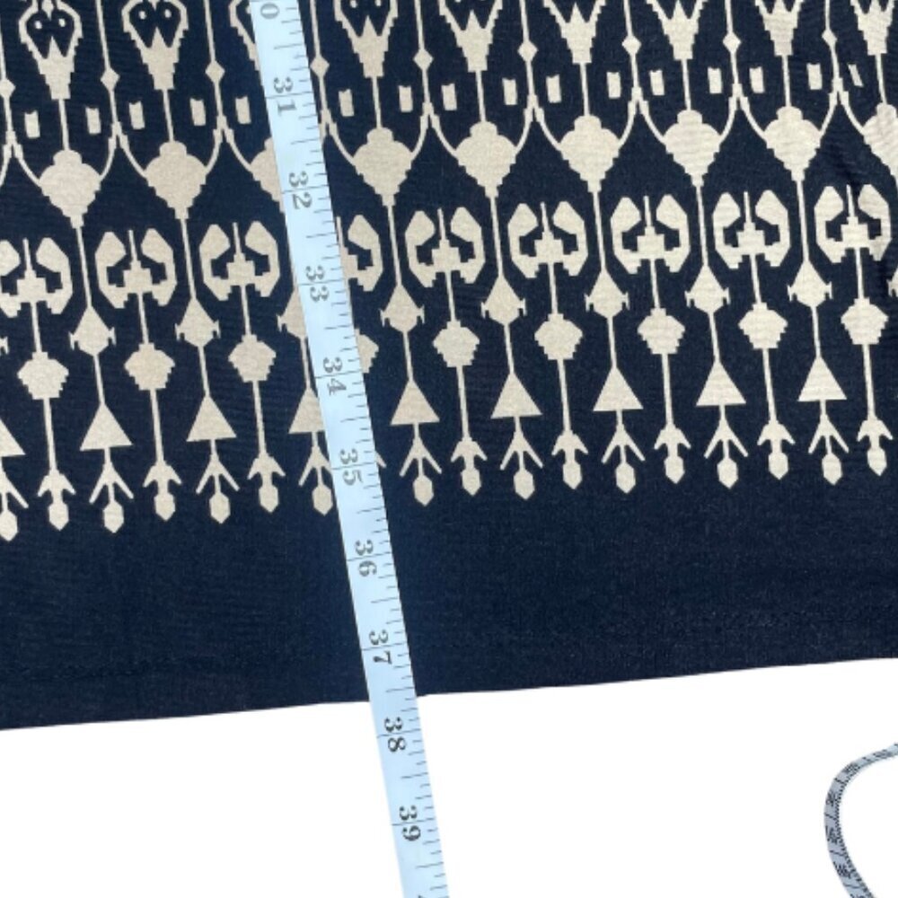 Women's Black Cream Abstract Pattern 3/4 Sleeve Pullover Dress Size Large - Picture 6 of 7